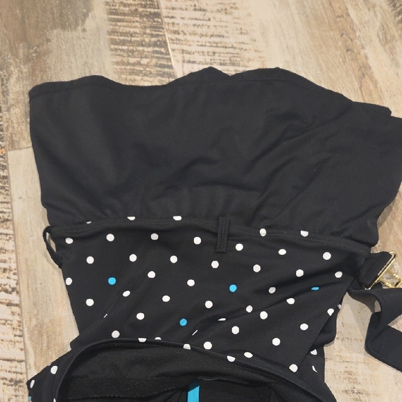 Tommy Hilfiger Black and Blue Polka Dot One Piece Swimsuit - Picture 5 of 9